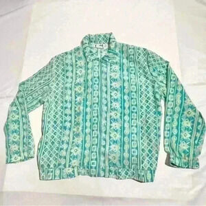 Vintage Teddi Graphic Aztec Geo Windbreaker Track Zip Front Jacket Womens XL